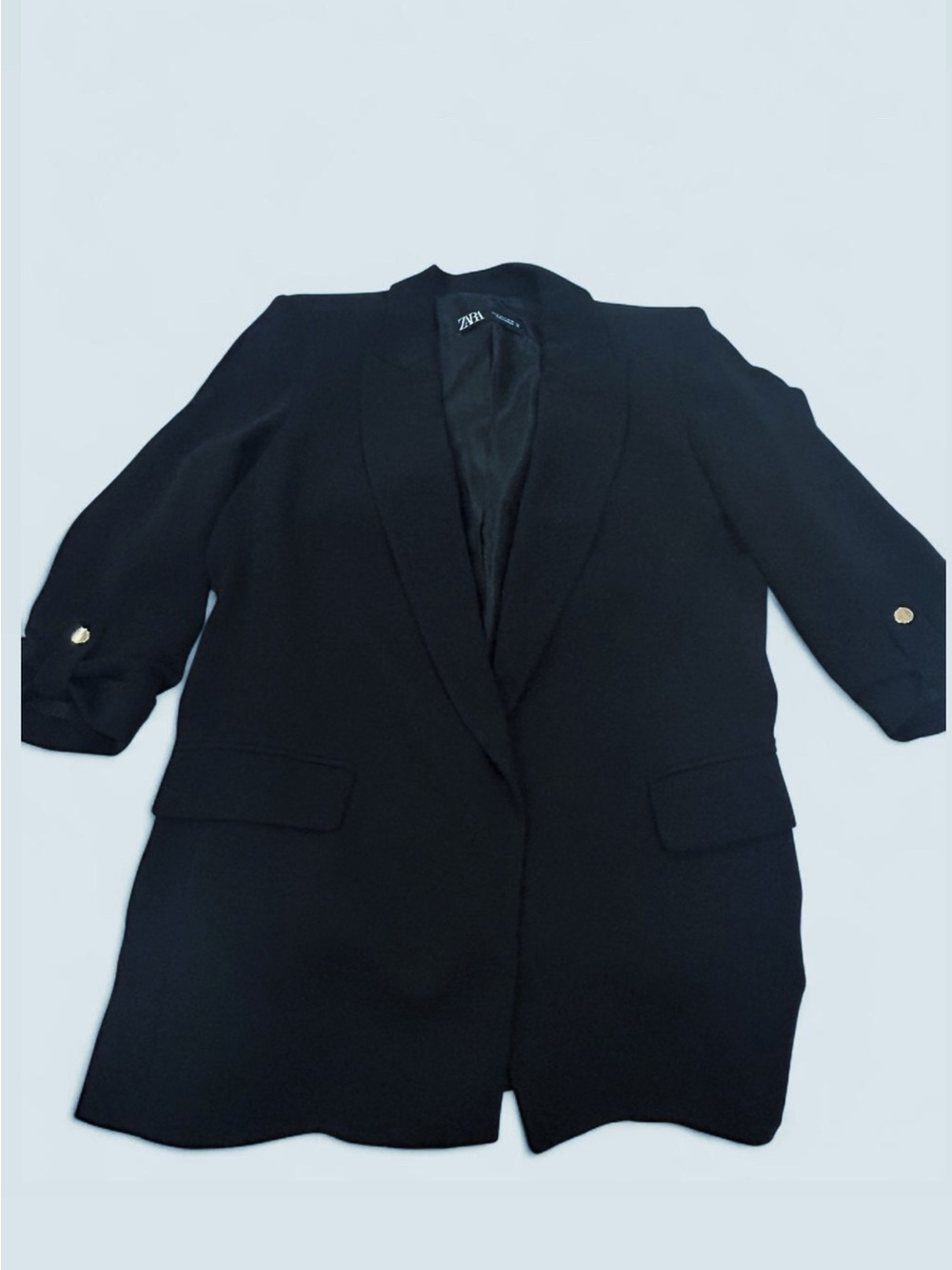 Zara Black Longline Blazer with Satin Lining